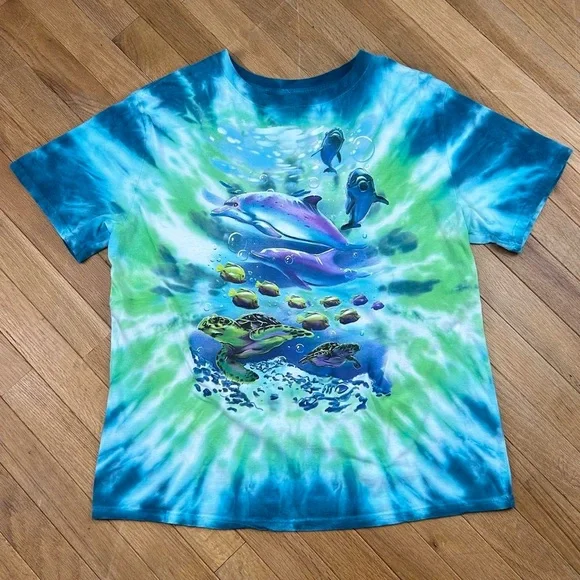Psychedelic ocean graphic tie dye t shirt - Picture 1 of 3